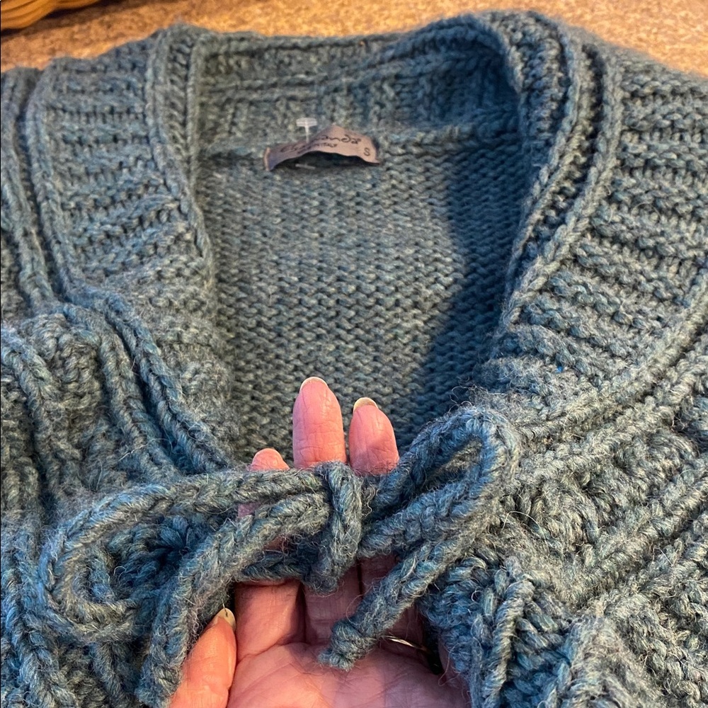 Elsamanda Knit Sweater Tie closure Ruffle or Shawl Collar Wool Alpaca Italy - Picture 4 of 17